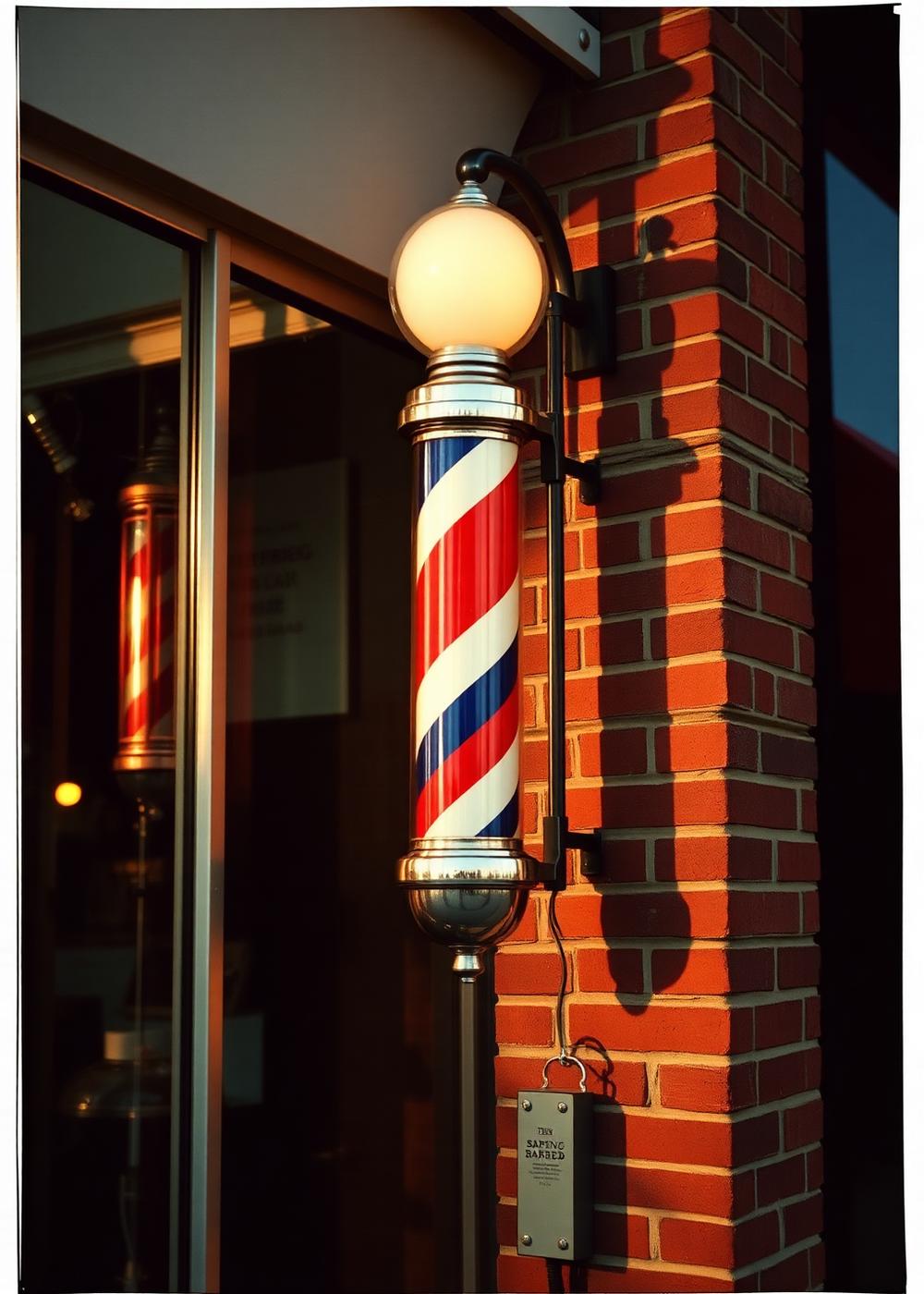 Spinning barber pole outside Sal's